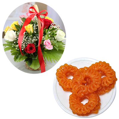 "Jangri Sweet- 1kg, Flower basket - Click here to View more details about this Product